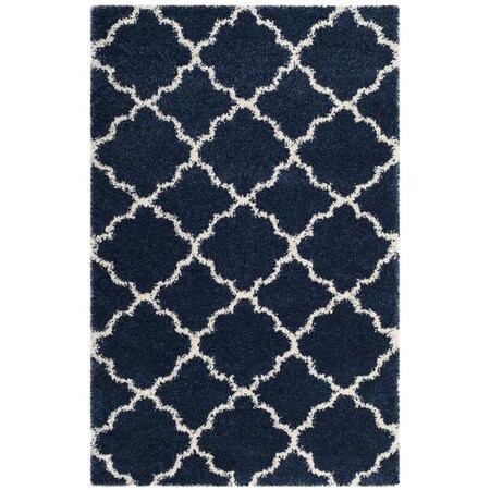 Flowers First 3 x 5 ft. Hudson Shag Power Loomed Rug, Navy & Ivory - Small Rectangle FL1881778